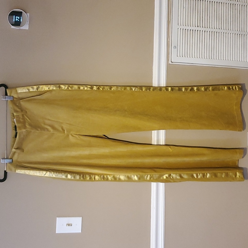7 For All Mankind Velvet Tuxedo Stripe Pants In Gold Size 6 NWT'S